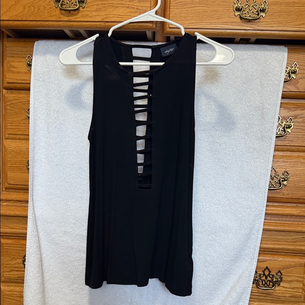 Daytrip Black Cut-Out Tank Top